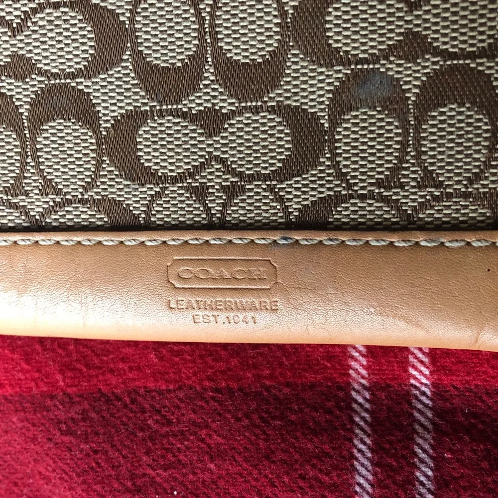Coach Brown and Tan Signature Card Holder and Keychain - Picture 2 of 6